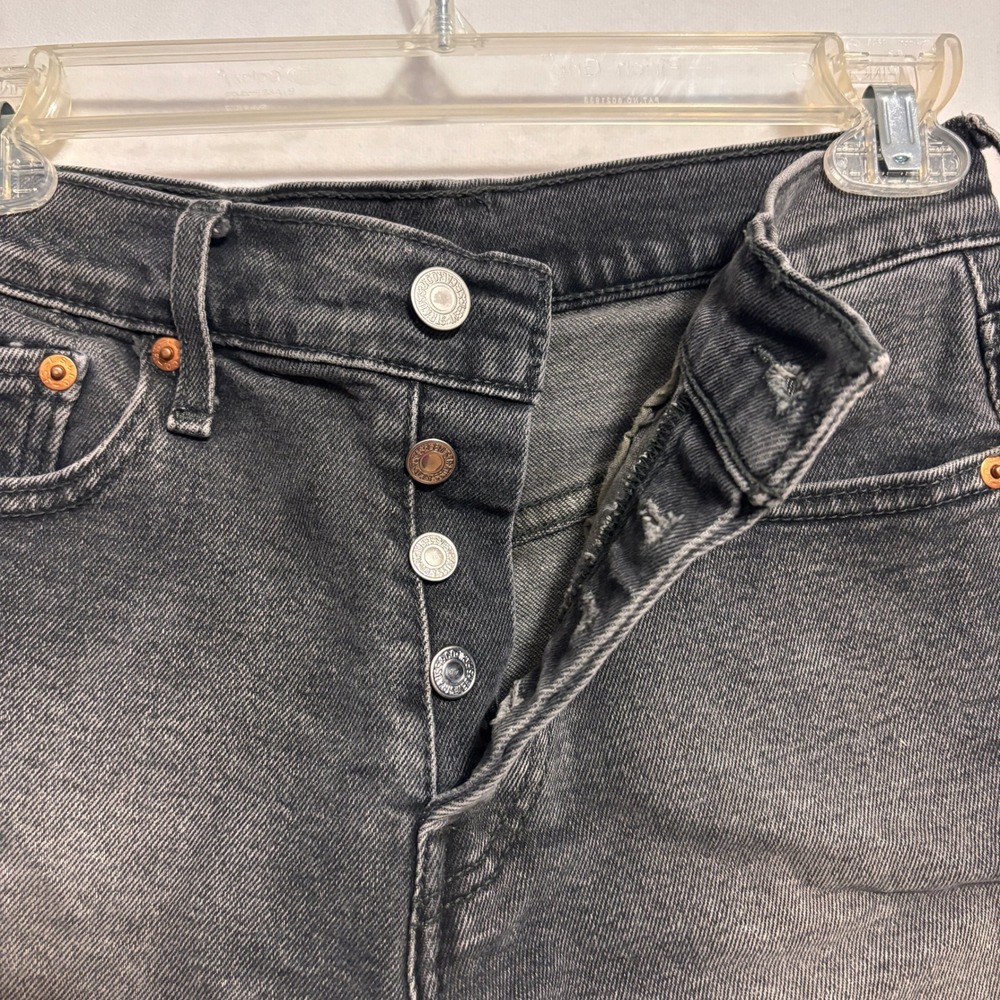 Levi's Denim Wedgie Fit Jean Shorts Womens 26 Washed Black High Rise Button Fly - Picture 4 of 11